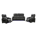 3-1-1 Seater Electric Air Leather Dark Grey Recliner Set - Front View