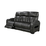 3-1-1 Seater Electric Air Leather Dark Grey Recliner Set - Side View