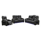3-2-1 Seater Electric Air Leather Dark Grey Recliner Set - Front View