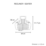 3-2-1 Seater Electric Air Leather Dark Grey Recliner Set - Rear View