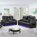 3-2 Seater Electric Air Leather Dark Grey Recliner Set