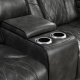 3-2 Seater Electric Air Leather Dark Grey Recliner Set