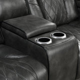 3-2 Seater Electric Air Leather Dark Grey Recliner Set - 45-Degree Angle