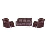 3+1+1 Seater Recliner Sofa In Faux Leather Lounge Couch in Brown - Front View