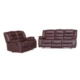 3+2 Seater Recliner Sofa In Faux Leather Lounge Couch in Brown - Front View