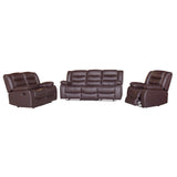 3+2+1 Seater Recliner Sofa In Faux Leather Lounge Couch in Brown - Front View