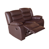 3+2+1 Seater Recliner Sofa In Faux Leather Lounge Couch in Brown - Close-Up Angle