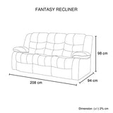 3+1+1 Seater Recliner Sofa In Faux Leather Lounge Couch in Black - Rear View