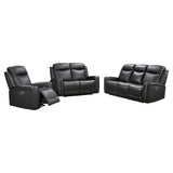 3-2-1 Seater Electric Leather/PVC Black Recliner Set - Front View