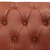 2 Seater 3 Seater Brown Sofa Lounge Set Button Tufted in Faux Leather - Side View
