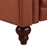 2 Seater 3 Seater Brown Sofa Lounge Set Button Tufted in Faux Leather - Top-Down View