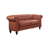 1 Seater 2 Seater 3 Seater Brown Sofa Lounge Set Button Tufted in Faux Leather - Side View