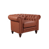 1 Seater 2 Seater 3 Seater Brown Sofa Lounge Set Button Tufted in Faux Leather - Top-Down View