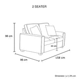 2+3 Seater Sofa Set Polyester Charcoal Fabric Multilayer Two Pillows Individual Pocket Spring - Rear View