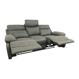 3+1+1 Seater Electric Recliner Sofa In Luxe Rhino Polyester Plywood Fabric In Ash Colour with Plastic Black Base - Side View