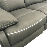 3+1+1 Seater Electric Recliner Sofa In Luxe Rhino Polyester Plywood Fabric In Ash Colour with Plastic Black Base - 45-Degree Angle
