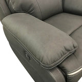 3+1+1 Seater Electric Recliner Sofa In Luxe Rhino Polyester Plywood Fabric In Ash Colour with Plastic Black Base - Low Angle