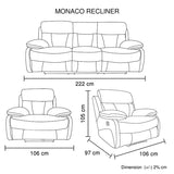 3+1+1 Seater Electric Recliner Sofa In Luxe Rhino Polyester Plywood Fabric In Ash Colour with Plastic Black Base - Extra Image