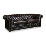 3+2+1 Seater Genuine Leather Upholstery Deep Quilting Pocket Spring Button Studding Sofa Lounge Set for Living Room Couch In Brown Colour - Front View
