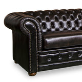 3+2+1 Seater Genuine Leather Upholstery Deep Quilting Pocket Spring Button Studding Sofa Lounge Set for Living Room Couch In Brown Colour - 45-Degree Angle