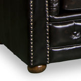 3+2+1 Seater Genuine Leather Upholstery Deep Quilting Pocket Spring Button Studding Sofa Lounge Set for Living Room Couch In Brown Colour - Close-Up Angle