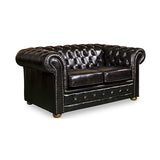 3+2+1 Seater Genuine Leather Upholstery Deep Quilting Pocket Spring Button Studding Sofa Lounge Set for Living Room Couch In Brown Colour - Rear View