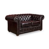 3+2+1 Seater Genuine Leather Upholstery Deep Quilting Pocket Spring Button Studding Sofa Lounge Set for Living Room Couch In Burgandy Colour - Side View