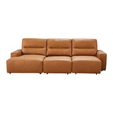 Albany 3 Seater Sectional Chaise Genuine Leather Sofa Bed - Front View