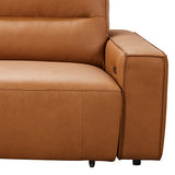 Albany 3 Seater Sectional Chaise Genuine Leather Sofa Bed - 45-Degree Angle