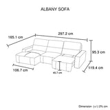 Albany 3 Seater Sectional Chaise Genuine Leather Sofa Bed - Rear View