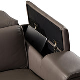 Corner Sofa Square Wedge Finest Genuine Leather Grey Electric Recliner Storage Drawer with 2x Cup Holders Lounge Set for Living Room - Rear View