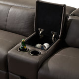 Corner Sofa Square Wedge Finest Genuine Leather Grey Electric Recliner Storage Drawer with 2x Cup Holders Lounge Set for Living Room - Low Angle