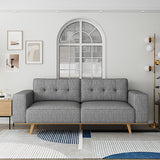 3 Seater Sofa Fabric Upholstery Grey Colour Pocket Spring Wooden Frame - Front View