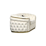 1 Seater Sofa Beige Velvet Fabric Solid Wood construction Gold Stainless Steel Trim - Front View