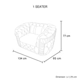1 Seater Sofa Beige Velvet Fabric Solid Wood construction Gold Stainless Steel Trim - 45-Degree Angle