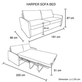 Multifunctional 3 Seater Sofa Bed Fabric Upholstery Wooden Structure