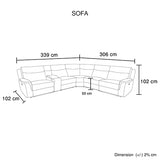 Large Sectional Corner Modular Lounge Suite in Fabric with Electric Recliner - Low Angle