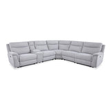 Large Sectional Corner Modular Lounge Suite in Fabric with Electric Recliner - Front View
