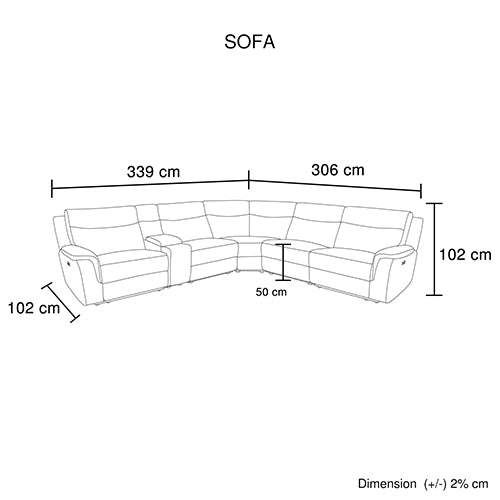 Large Sectional Corner Modular Lounge Suite in Fabric with Electric Recliner