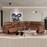 Havana 6 Seater Genuine Leather Recliner Sofa Power Slide Chaise Zero Gravity Mechanism - Front View