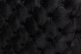Single Seater Black Sofa Classic Armchair Button Tufted in Velvet Fabric with Metal Legs - 45-Degree Angle