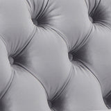 Single Seater Grey Sofa Classic Armchair Button Tufted in Velvet Fabric with Metal Legs - 45-Degree Angle