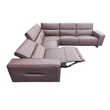 5 Seater Real Cow Leather Sofa with Power Recliner Adjustable Headrest Wooden Frame Corner Lounge - Side View