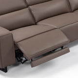 5 Seater Real Cow Leather Sofa with Power Recliner Adjustable Headrest Wooden Frame Corner Lounge - 45-Degree Angle