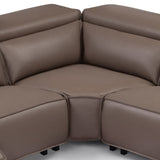 5 Seater Real Cow Leather Sofa with Power Recliner Adjustable Headrest Wooden Frame Corner Lounge - Rear View