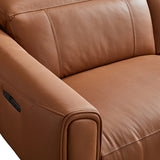 London 5 Seater Corner Sofa Chaise Genuine Leather Electric Recliner Power Slide Left Chaise - Rear View