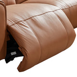London 5 Seater Corner Sofa Chaise Genuine Leather Electric Recliner Power Slide Left Chaise - Close-Up Angle