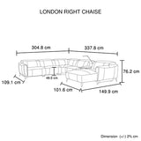London 5 Seater Corner Sofa Chaise Genuine Leather Electric Recliner Power Slide Right Chaise - Extra Image