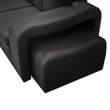 Lounge Set Luxurious 6 Seater Faux Leather Corner Sofa Living Room Couch in Black with 2x Ottomans - 45-Degree Angle
