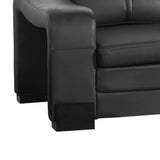 Lounge Set Luxurious 6 Seater Faux Leather Corner Sofa Living Room Couch in Black with 2x Ottomans - Close-Up Angle